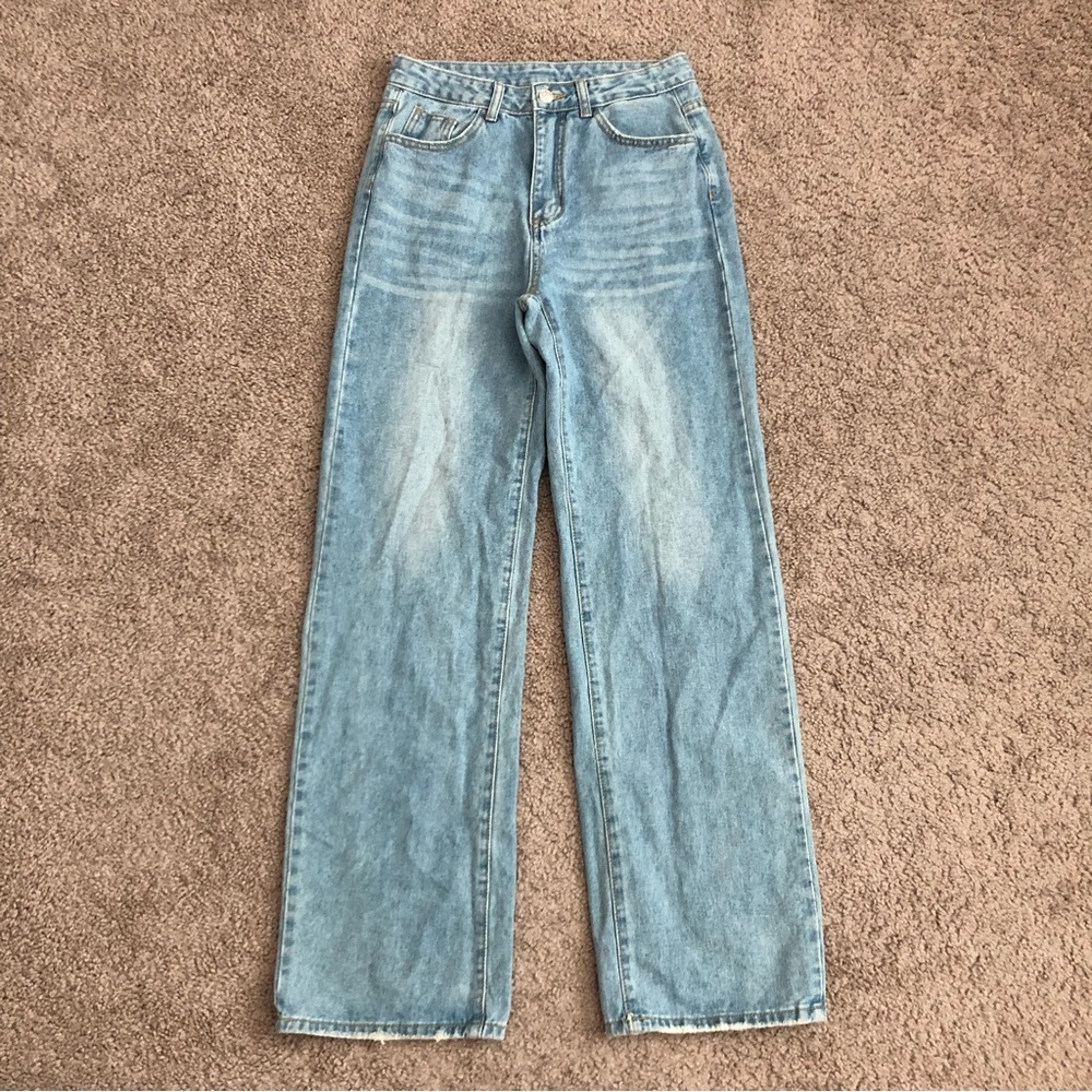 Shein Jeans Womens Size S High Rise Wide Straight Leg